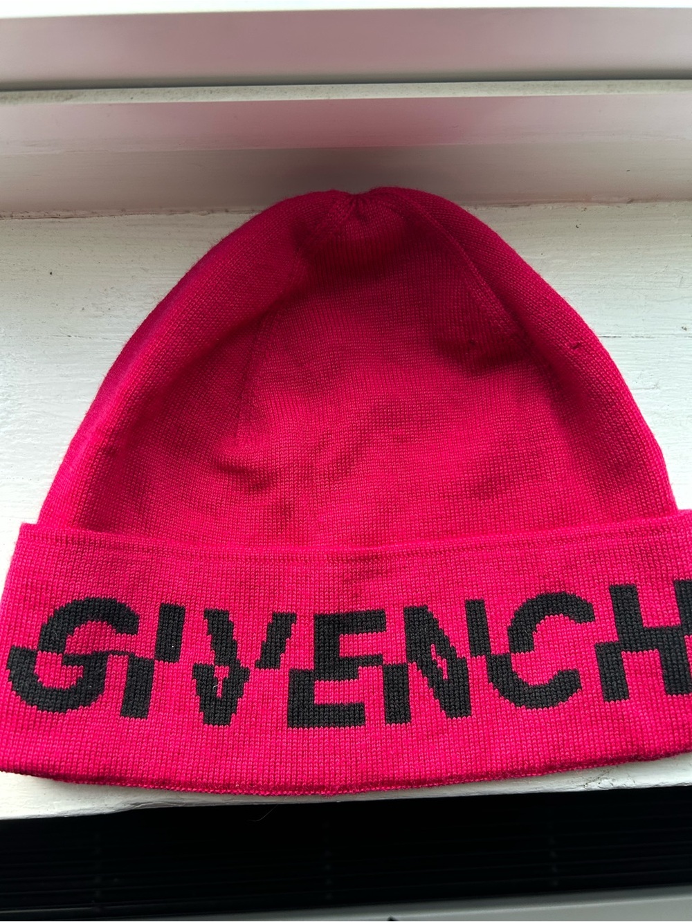 Givenchy Hot Pink Logo Knit Beanie